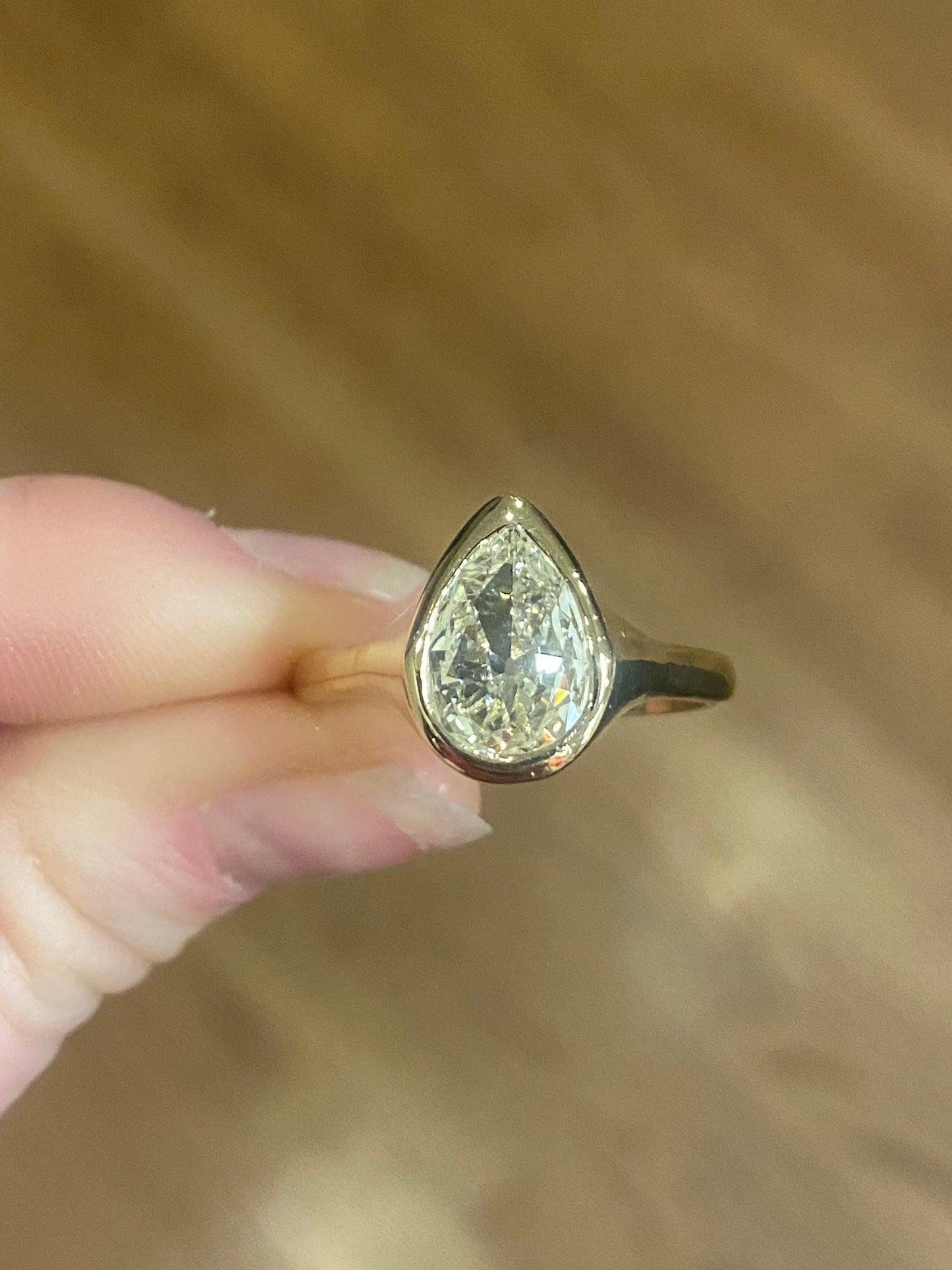 Recycled 18k reclaimed antique pear diamond ring CUSTOM