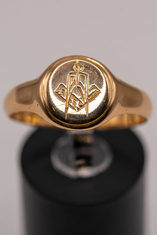 18k masonic signet ring