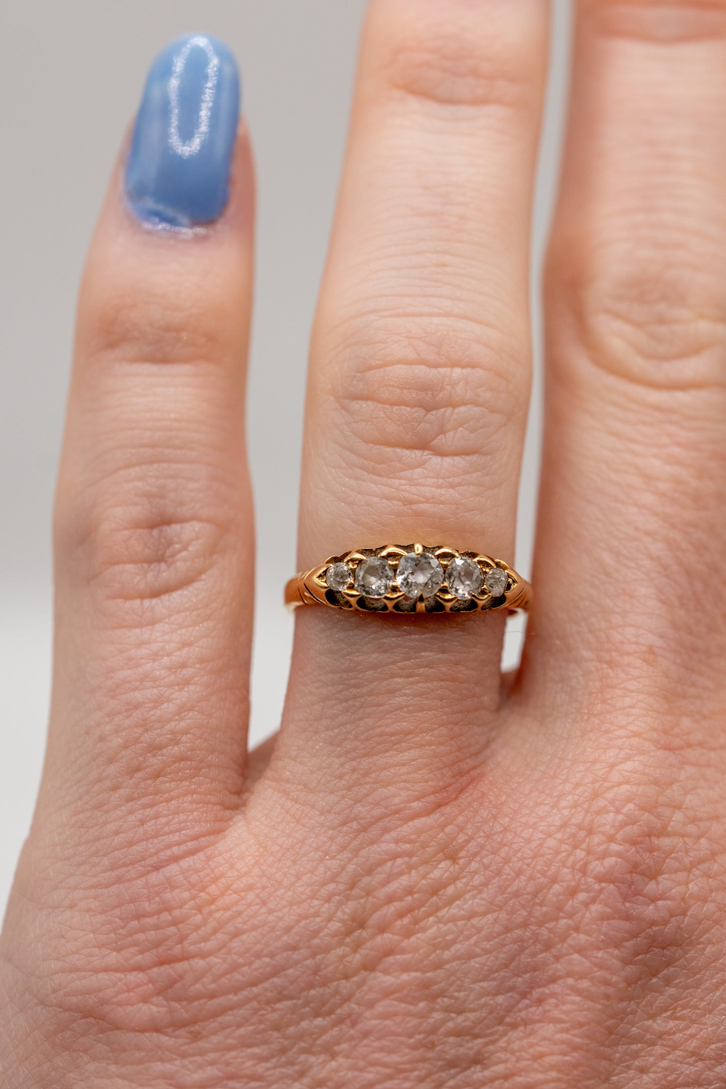 18k antique old cut belcher ring