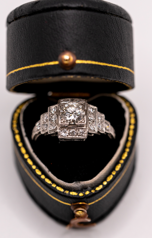 Platinum Art Deco step diamond ring