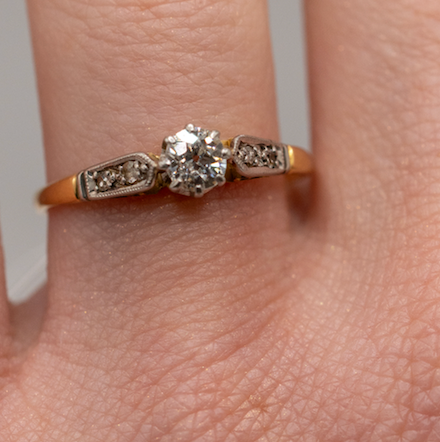 18k old cut diamond ring