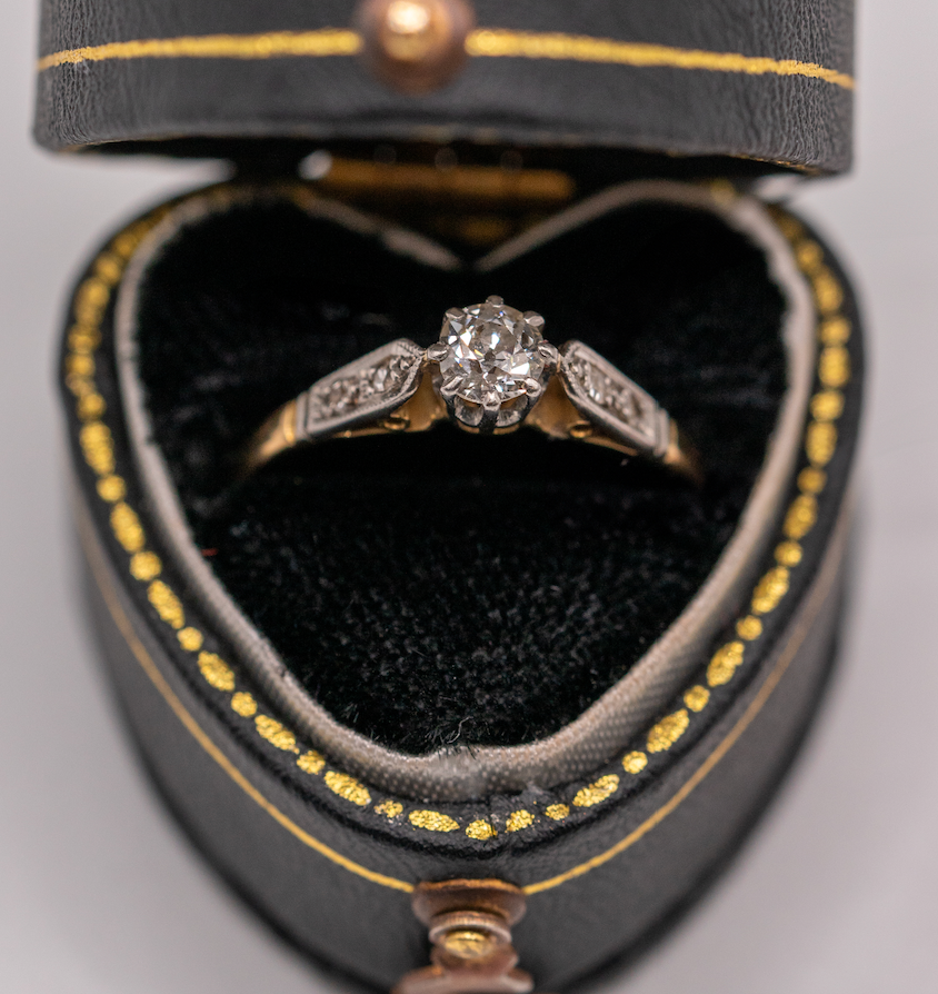 18k old cut diamond ring